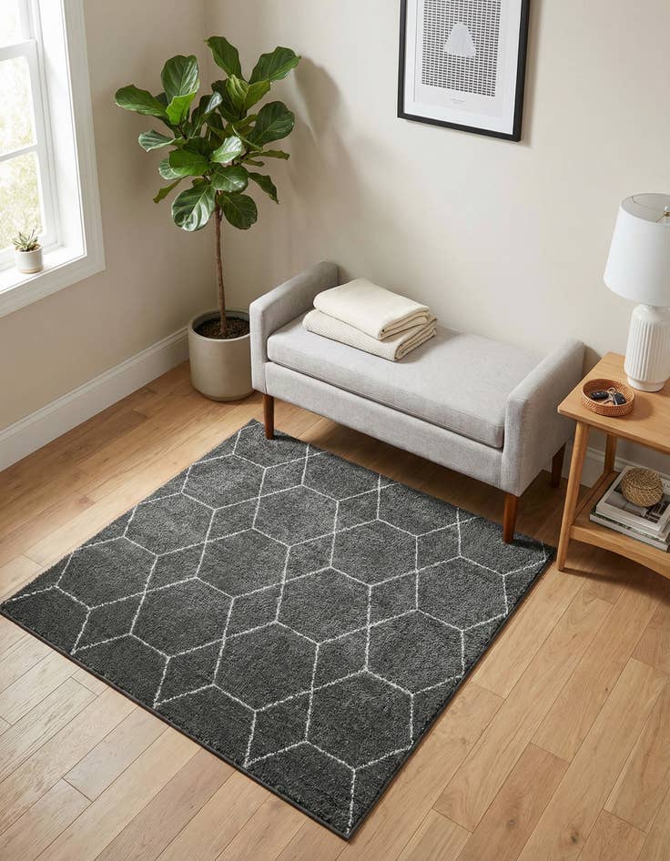 Detail image of  3' x 3' Lattice Frieze Square Rug