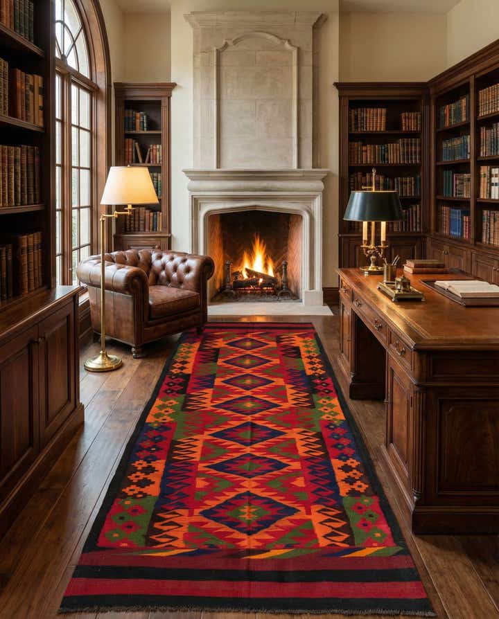 4' 4 x 11' 1 Hand Woven Kilim Afghan Wool Runner Rug