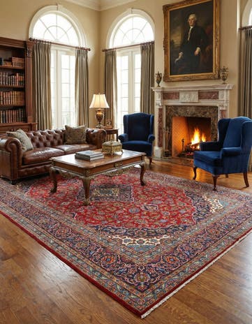 9' 8 x 13' 4 Hand Knotted Mashad Persian Wool Rug