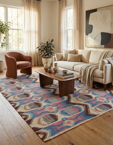 6' x 8' 2 Hand Woven Kilim Modern Wool Rug
