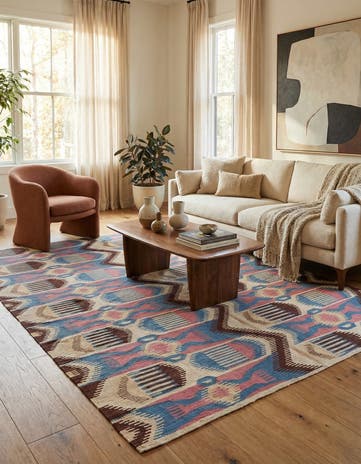 6' x 8' 2 Hand Woven Kilim Modern Wool Rug