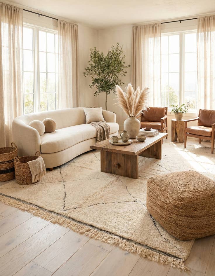 Detail image of 6' 5 x 10'  Hand Knotted Moroccan Wool Rug