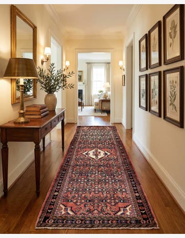 3' 10 x 10' Hand Knotted Hossainabad Persian Wool Runner Rug