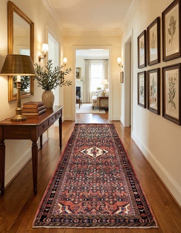 3' 10 x 10' Hand Knotted Hossainabad Persian Wool Runner Rug