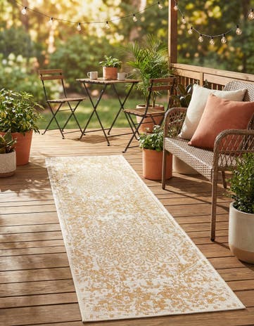 Beige Easy-Clean Jill Zarin Dubai Indoor / Outdoor Runner Rug