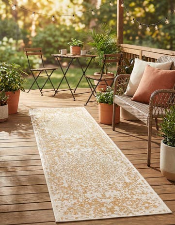 Beige Easy-Clean Jill Zarin Dubai Indoor / Outdoor Runner Rug