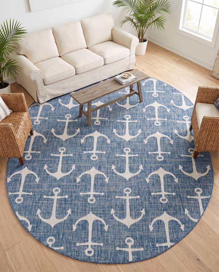 7' 10 x 10' Easy-Clean Coastal Indoor / Outdoor Oval Rug