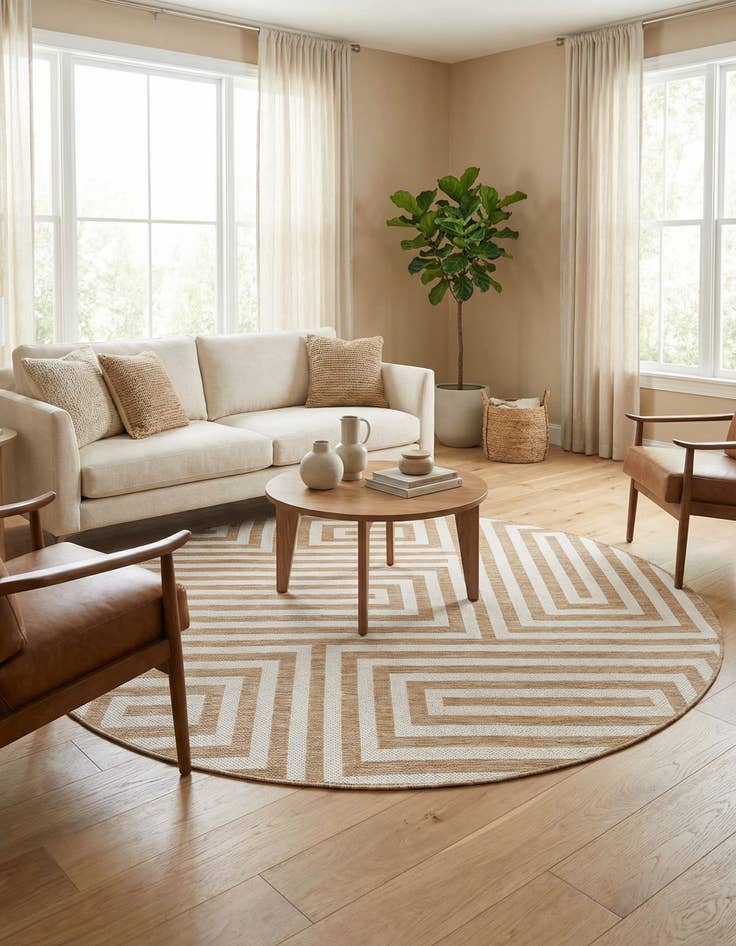 Detail image of 7' 10 x 7' 10  Washable Modern Indoor / Outdoor Round Rug