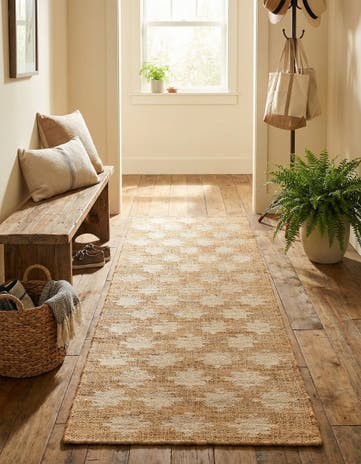 Ivory and Beige Hand Woven Kala Handwoven Jute Runner Rug