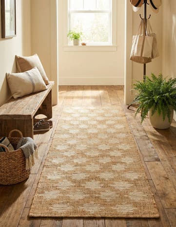 Ivory and Beige Hand Woven Kala Handwoven Jute Runner Rug