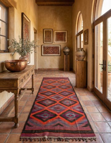 4' 9 x 15' Hand Woven Kilim Fars Wool Runner Rug