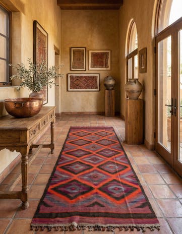 4' 9 x 15' Hand Woven Kilim Fars Wool Runner Rug
