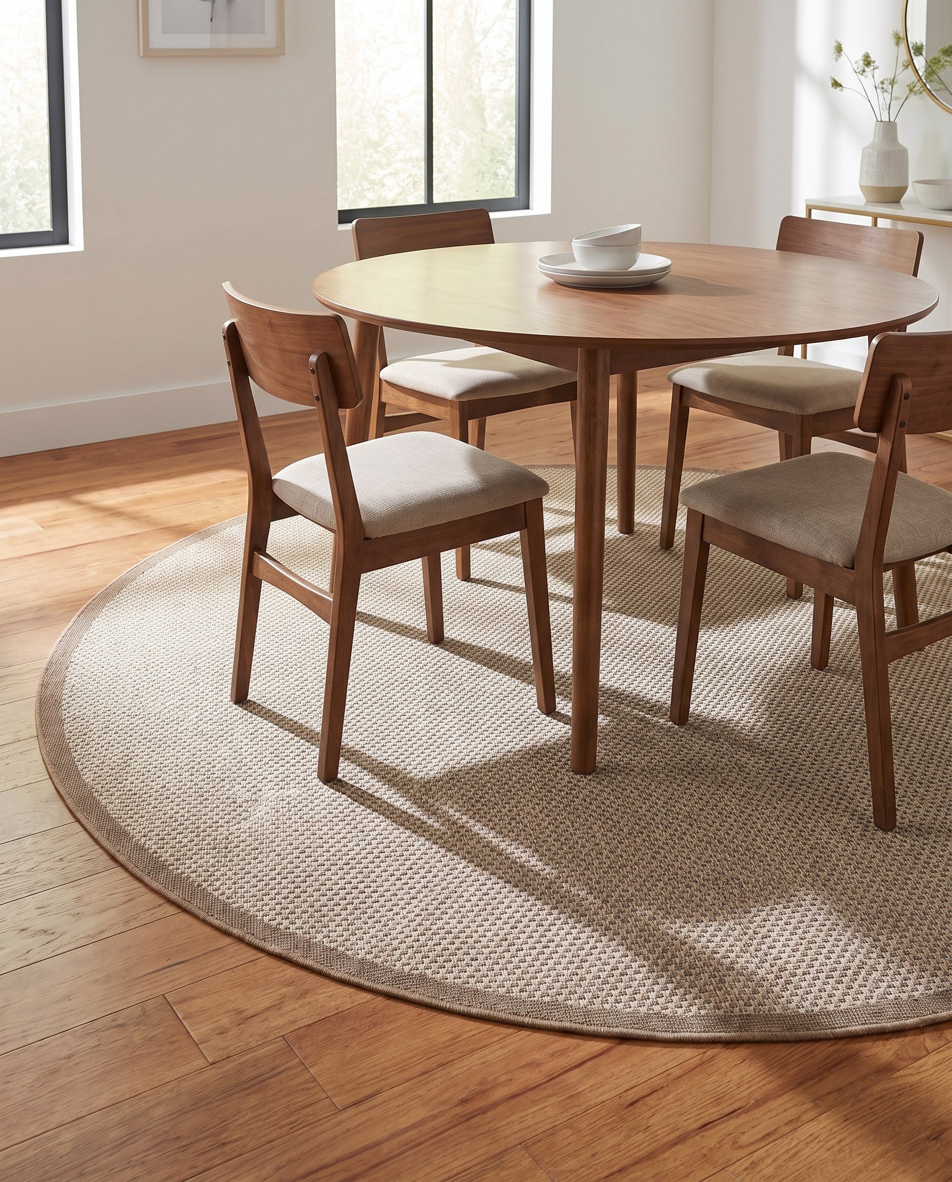 7' 10 x 7' 10 Easy-Clean Border Indoor / Outdoor Round Rug