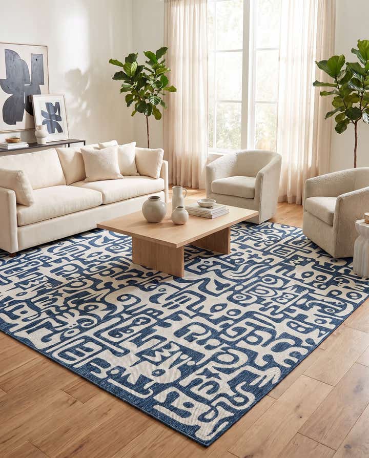 13' x 13' Easy-Clean Modern Indoor / Outdoor Square Rug