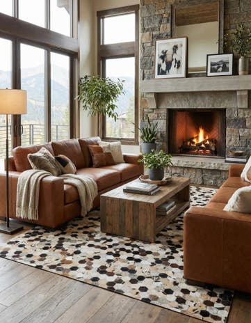 5' 1 x 8' Cowhide Leather Rug