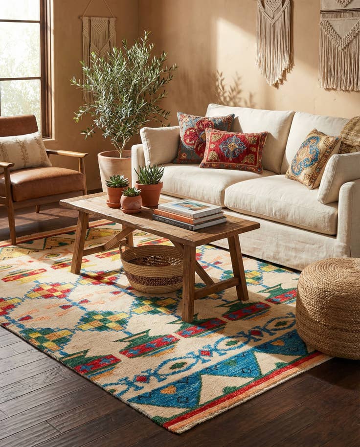 Detail image of 5' 8 x 8' 3 Hand Knotted Darya Wool Rug