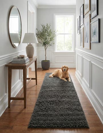 2' 7 x 19' 8 Solid Shag Runner Rug