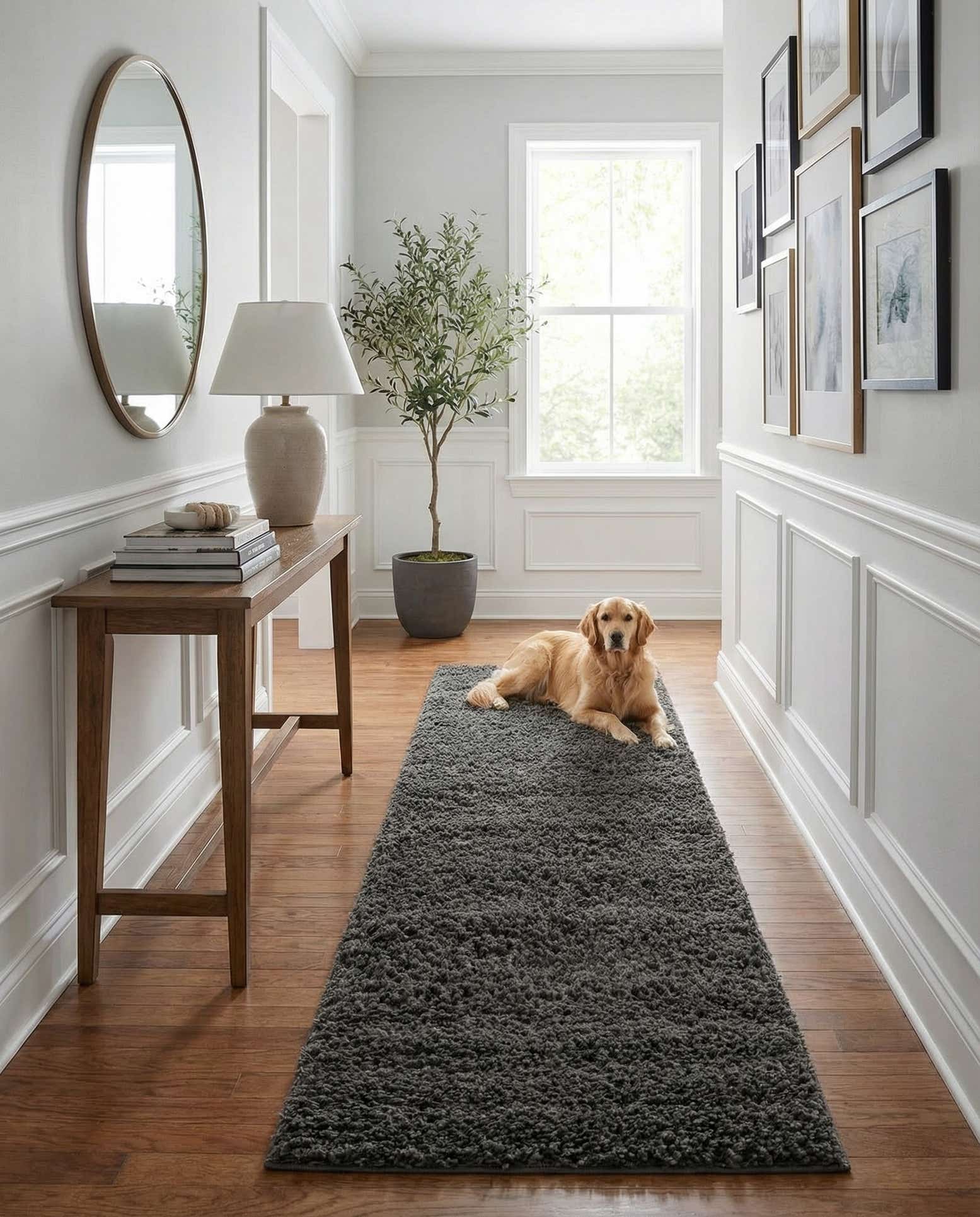 2' 7 x 19' 8 Solid Shag Runner Rug