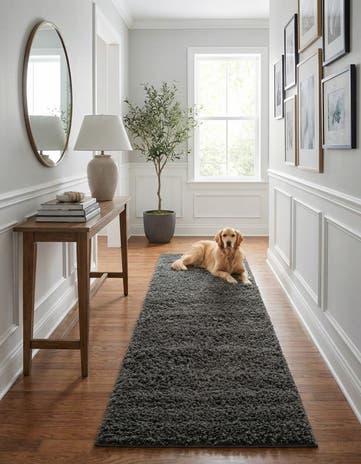 2' 7 x 19' 8 Solid Shag Runner Rug