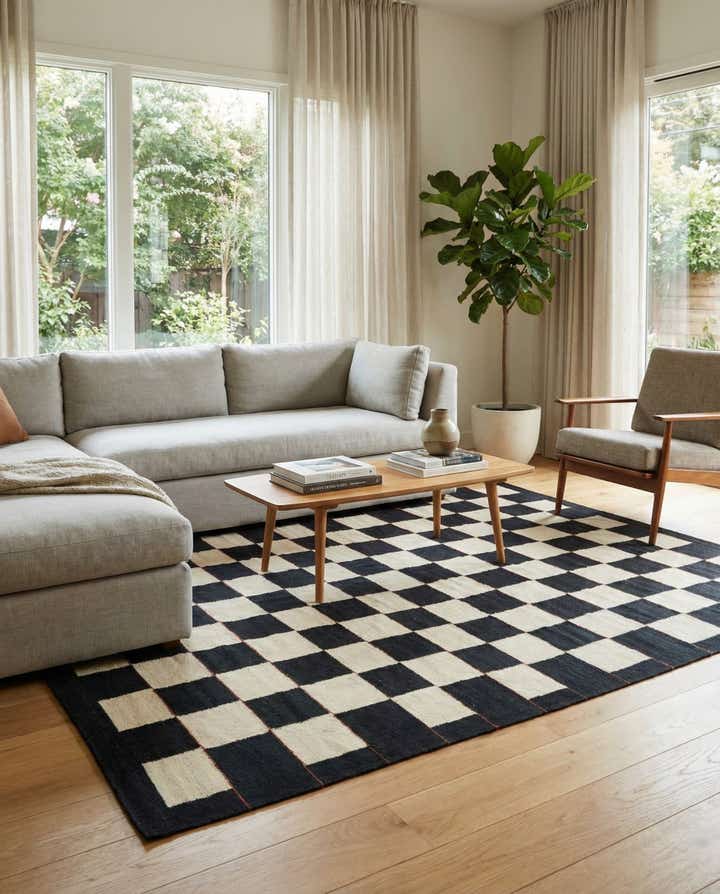 5' 3 x 6' 9 Hand Woven Kilim Modern Wool Rug