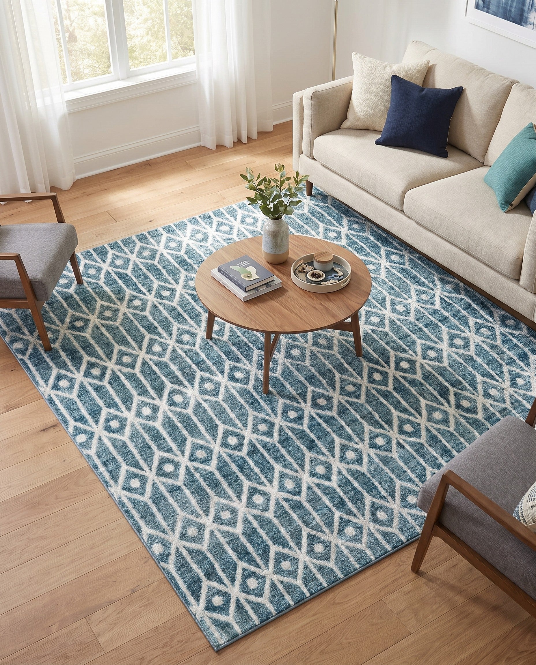 7' x 7' Lattice Trellis Square Rug