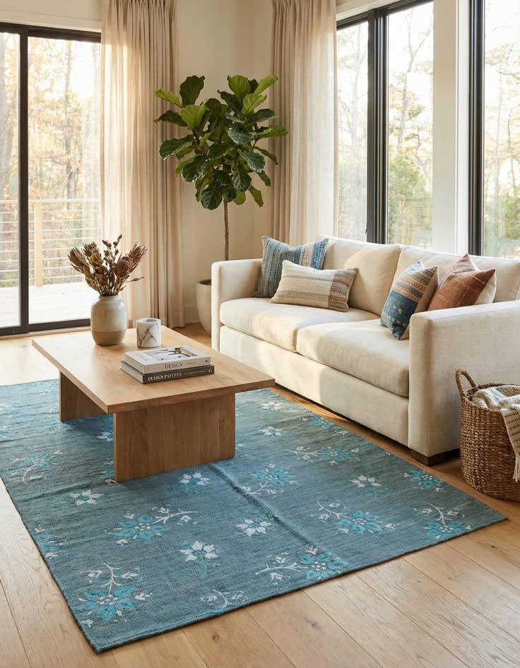 Detail image of 5' 5 x 7' 11  Hand Woven Kilim Modern Rug