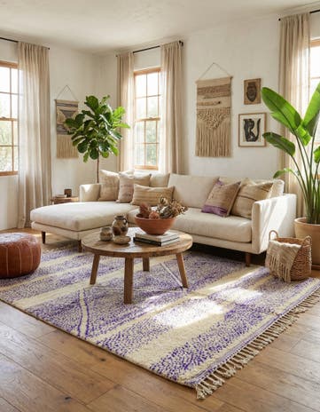 6' 8 x 9' Hand Knotted Moroccan Wool Rug