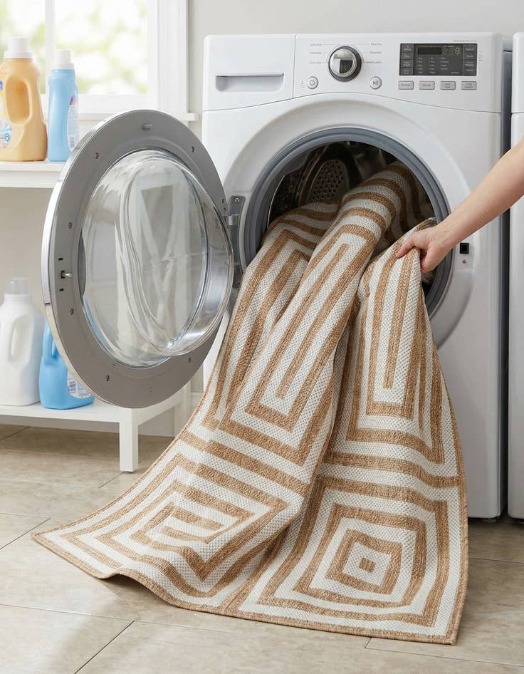 Detail image of  5' 3 x 7'  Washable Modern Indoor / Outdoor Rug