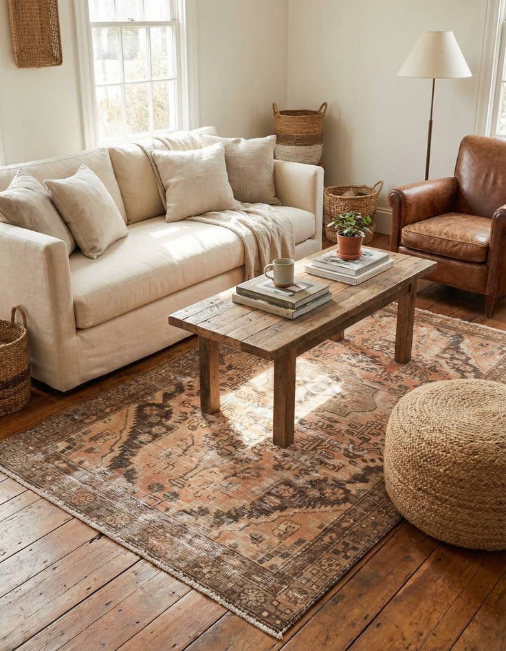 Detail image of 3' 6 x 6' 5  Hand Knotted Ultra Vintage Persian Wool Rug