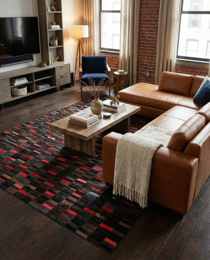 Detail image of 5' x 8' Cowhide Stocks Rug