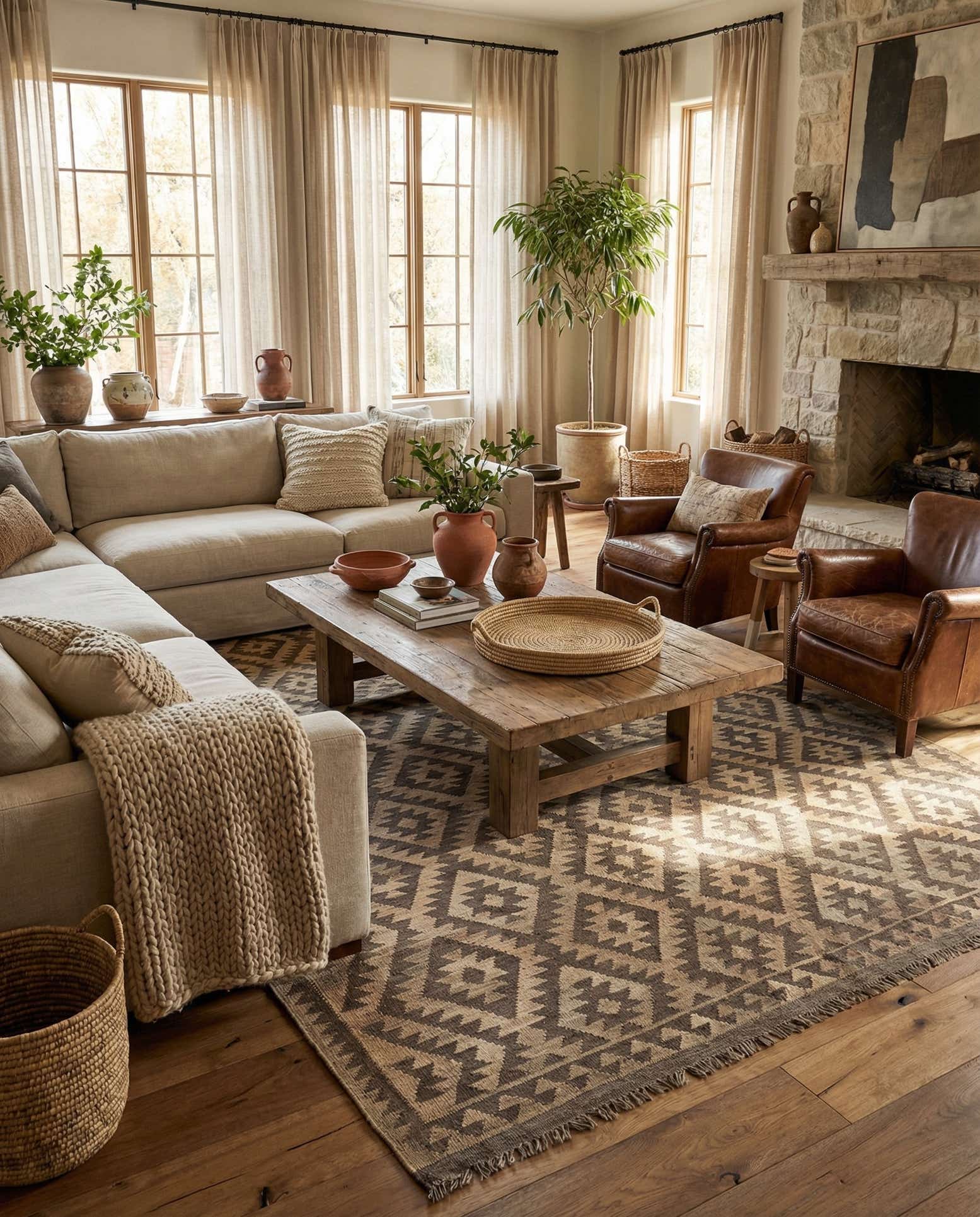 6' 8 x 9' 8 Hand Woven Kilim Maymana Wool Rug