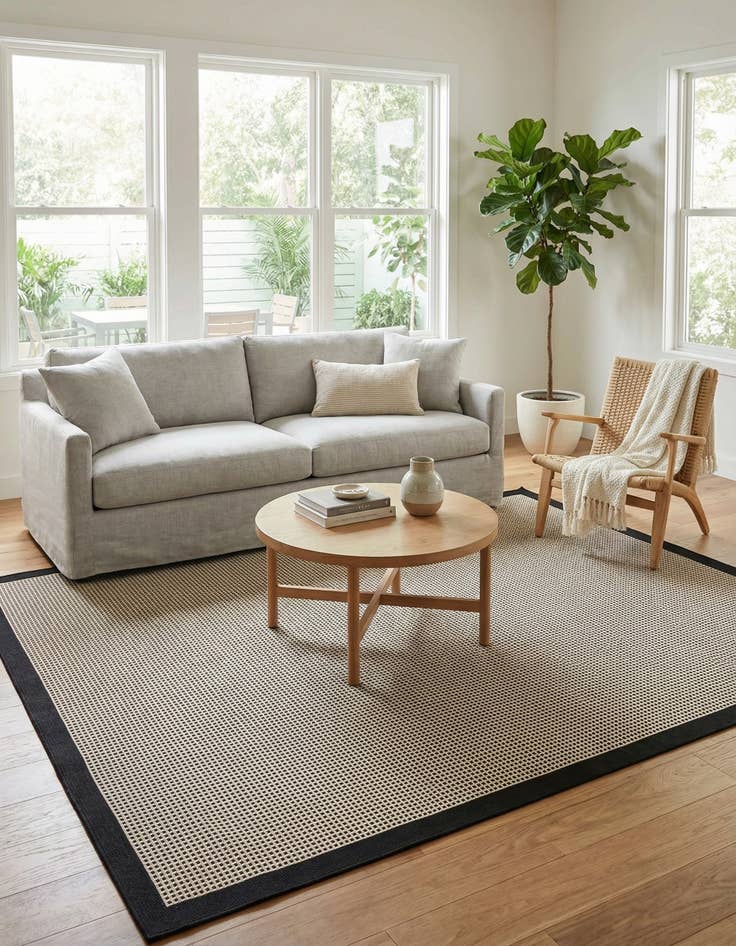 Detail image of 7' 10 x 10'  Washable Border Indoor / Outdoor Rug