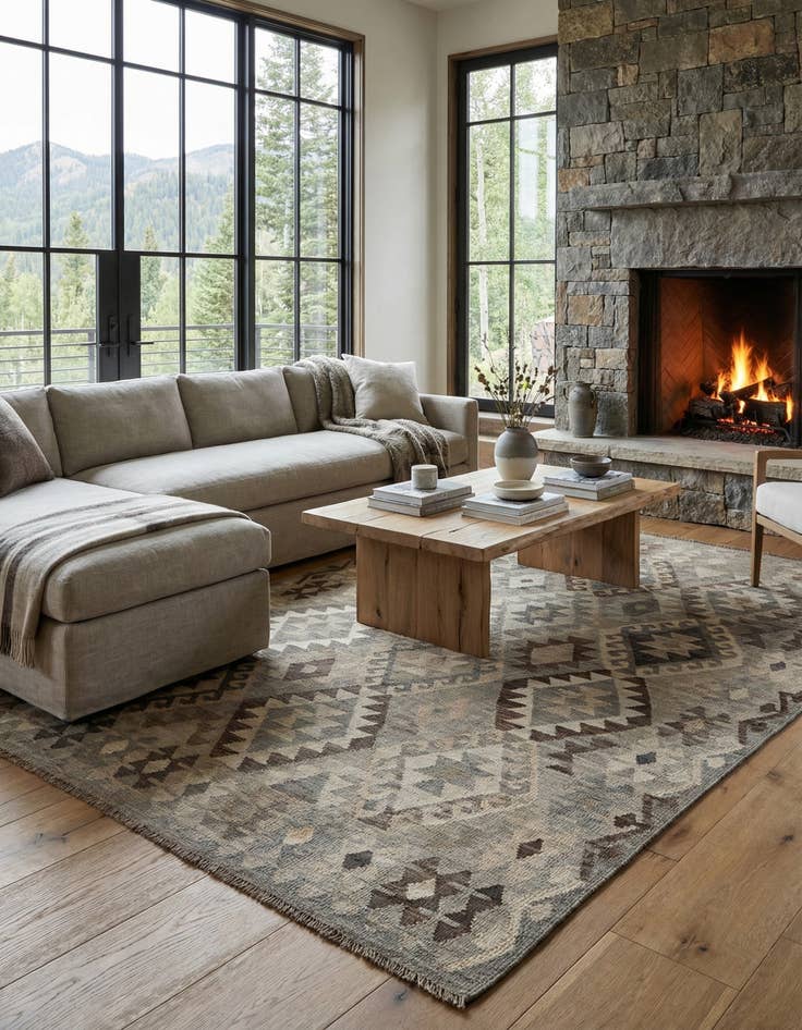 Detail image of 5' 9 x 7' 11 Hand Woven Kilim Maymana Wool Rug