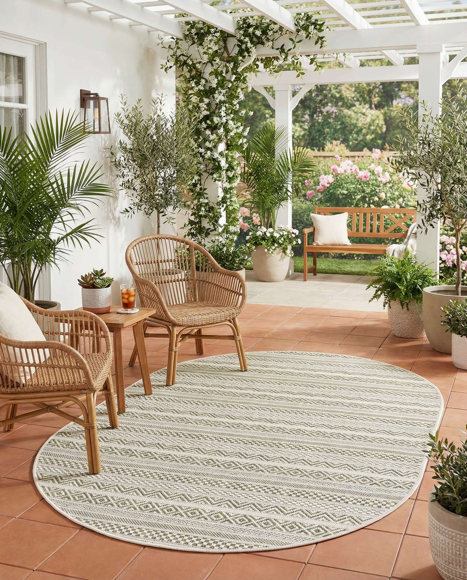 3' x 5' 3 Easy-Clean Ribbon Indoor / Outdoor Oval Rug