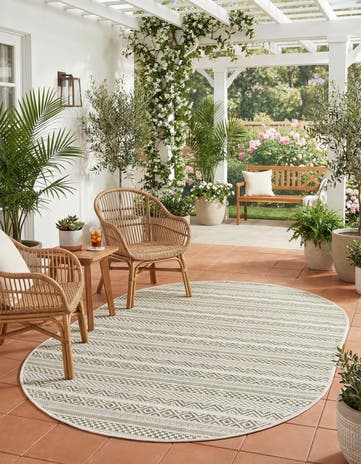 3' x 5' 3 Easy-Clean Ribbon Indoor / Outdoor Oval Rug