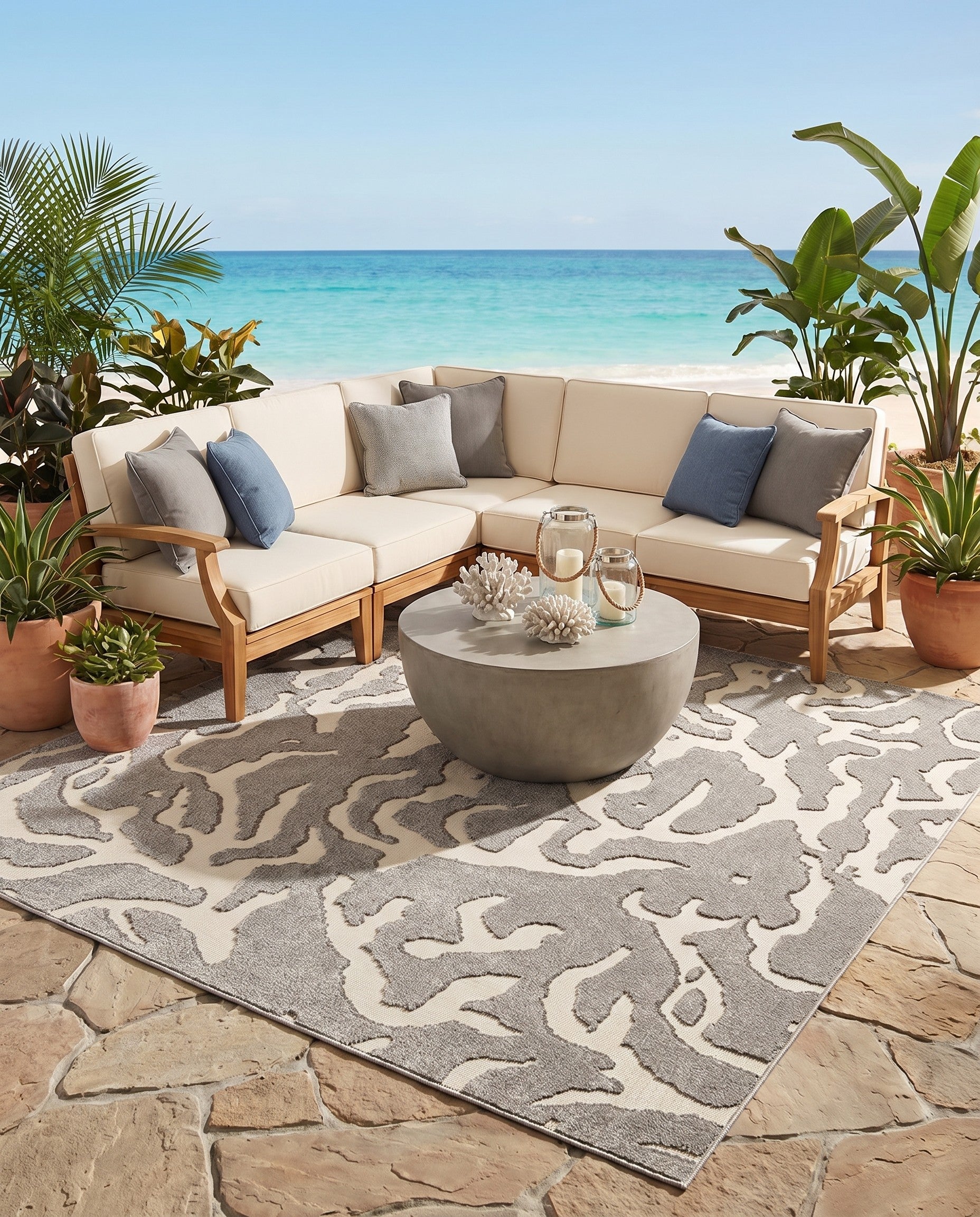 Gray Easy-Clean Sabrina Soto Indoor / Outdoor Square Rug