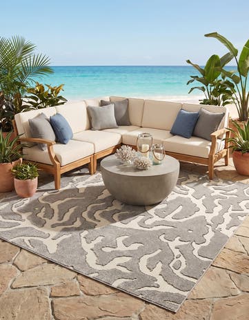 Gray Easy-Clean Sabrina Soto Indoor / Outdoor Square Rug