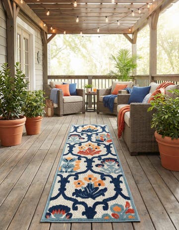 Ivory Easy-Clean Belize Indoor / Outdoor Runner Rug
