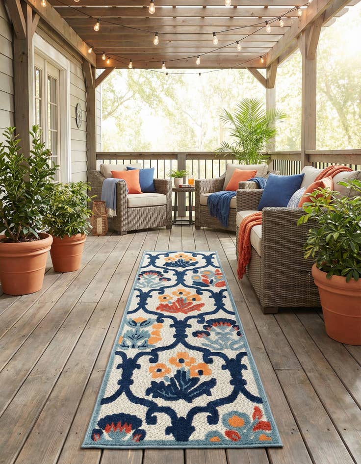 Detail image of  2' x 8'  Washable Belize Indoor / Outdoor Runner Rug