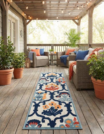 Ivory Easy-Clean Belize Indoor / Outdoor Runner Rug