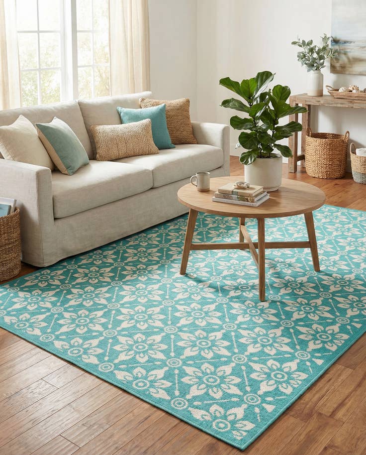 Detail image of 5' x 8' Easy-Clean Trellis Indoor / Outdoor Rug