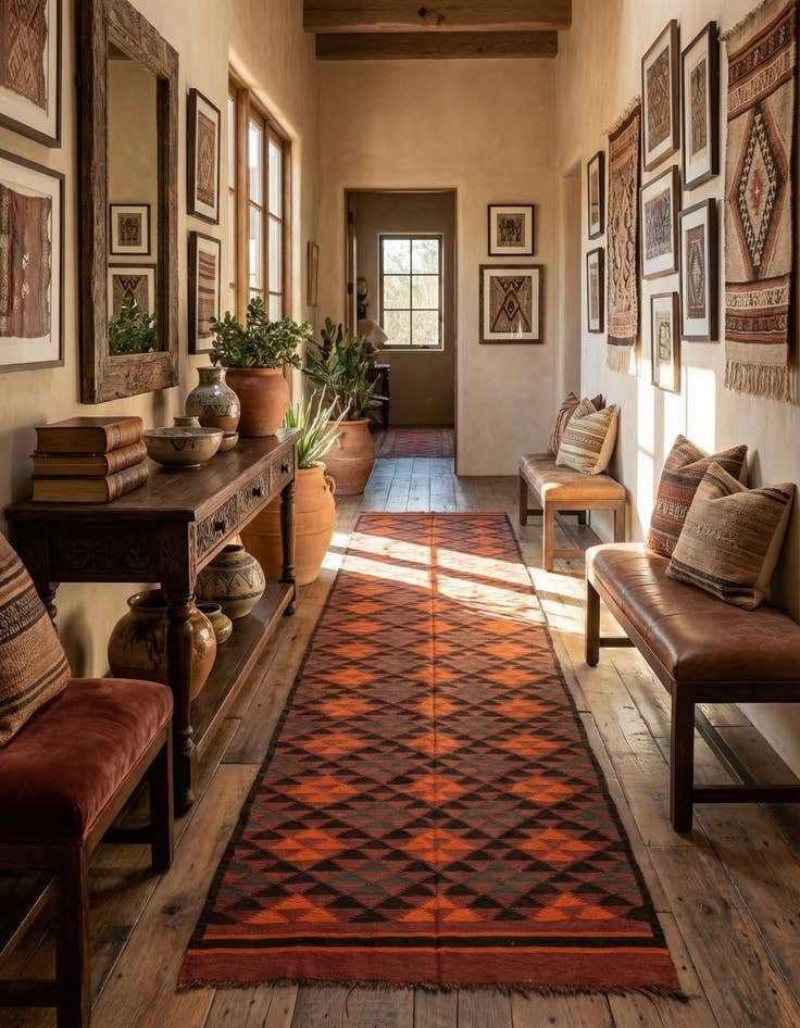 Detail image of 4' 5 x 13' 3  Hand Woven Kilim Fars Wool Runner Rug