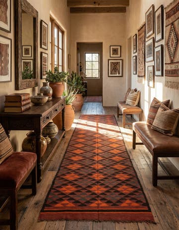 4' 5 x 13' 3 Hand Woven Kilim Fars Wool Runner Rug