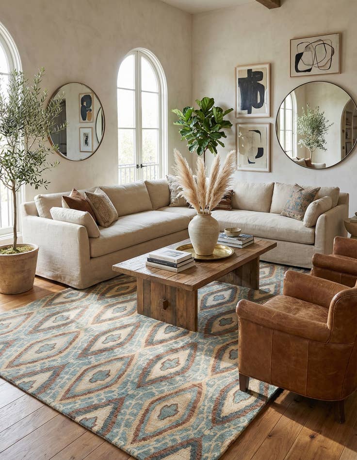 Detail image of 5' 7 x 10' 8  Hand Knotted Ikat Rug