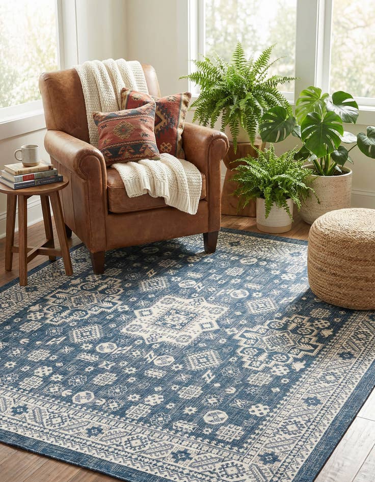 Detail image of  10' x 10'  Washable Aztec Indoor / Outdoor Square Rug