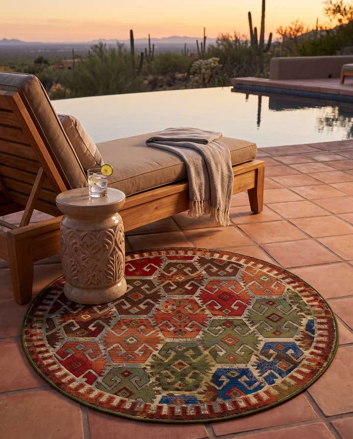125cm x 125cm Fácil de limpiar Southwestern Alfombra Comprar todos los estilos redondo