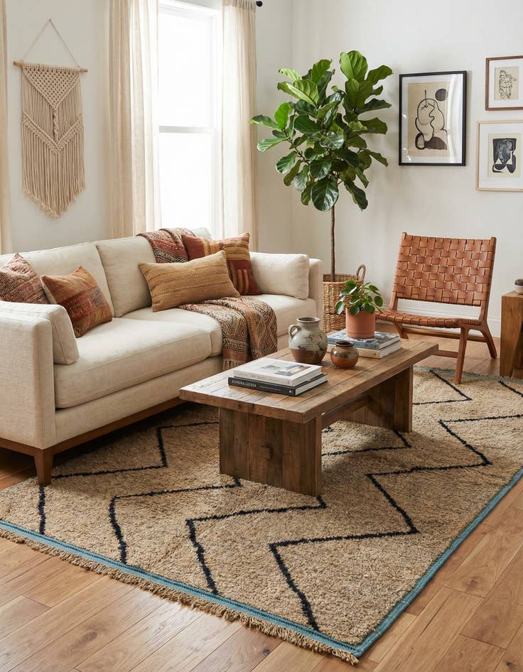 Detail image of 5' 1 x 8' 4  Hand Knotted Moroccan Wool Rug