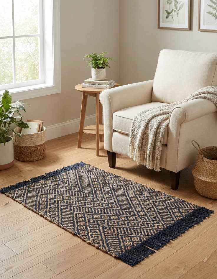 Detail image of 2' x 3' 1  Hand Braided Jute Rug