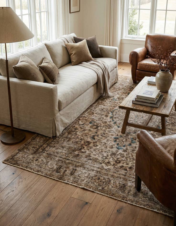 Detail image of 6' x 8' 10  Hand Knotted Ultra Vintage Persian Wool Rug