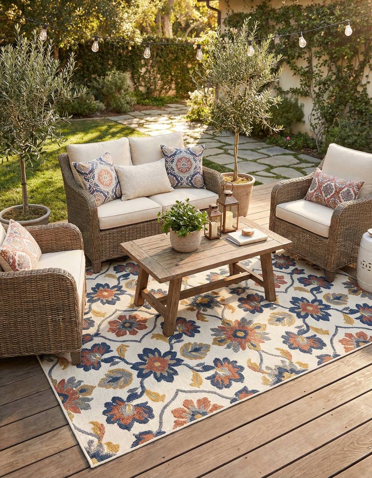 Detail image of 7' 10 x 7' 10  Washable Belize Indoor / Outdoor Square Rug